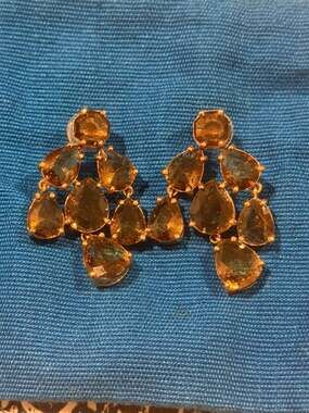 Kate Spade New York Champagne Crystal Petals Bridal Chandelier Drop Earrings